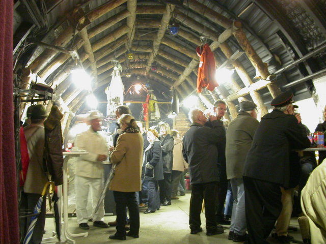 During the "tunnel party" in the practice gallery !