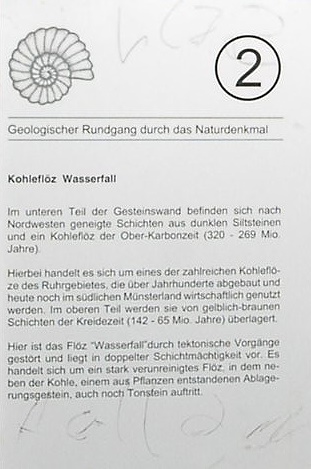 Die Erluterungstafel zum Flz Wasserfall !